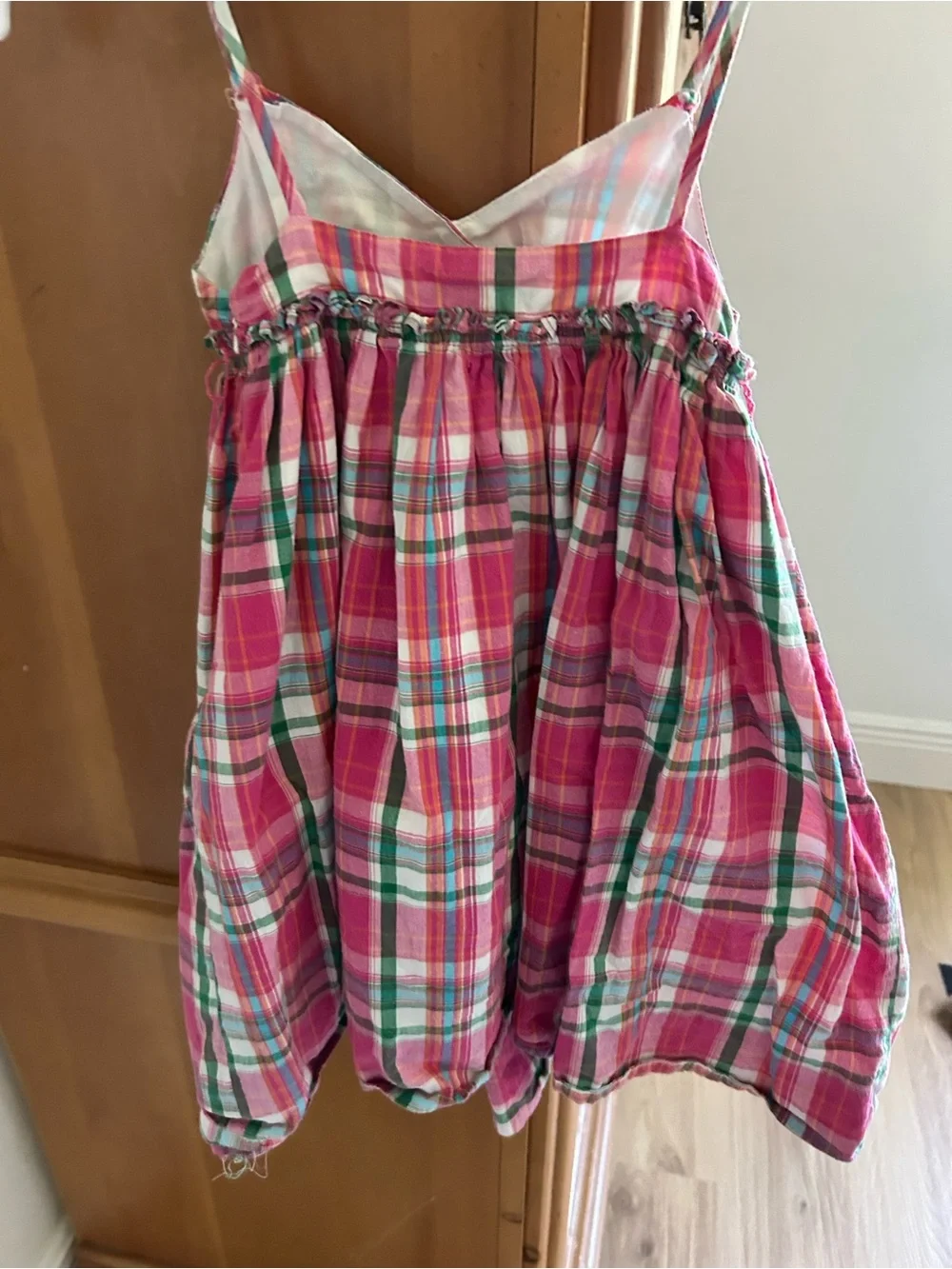 Ralph Lauren Pink Plaid Sundress with Green and White Accents, 3T
